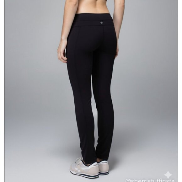 Lululemon Skinny Groove Pants Full-On Luon 33” Leggings Black Size 10 - Picture 1 of 10